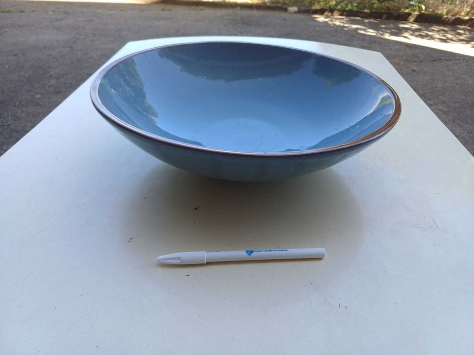 Fruteira/Malga, azul/cinza, de cerâmica, antiga