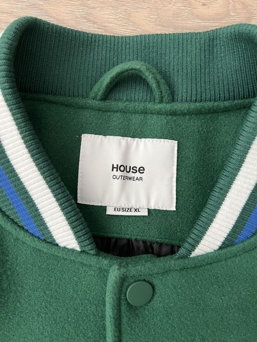 Бомбер House Varsity Jacket | Green / White | College Style