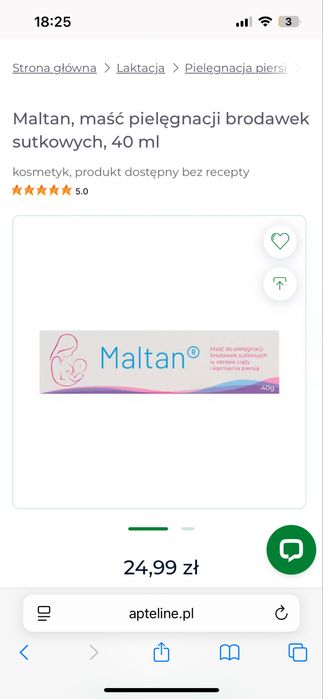 Maltan, maść pielęgnacji brodawek sutkowych, 40 ml