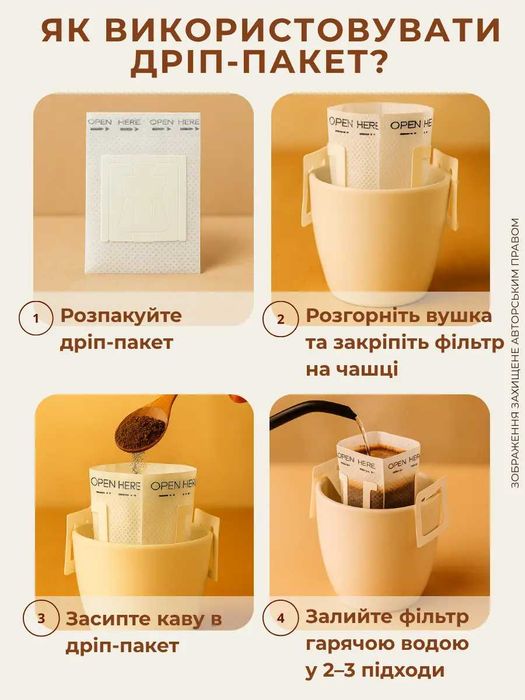 Дріп пакети 100шт для кави або чаю фільтри для кави одноразові пусті