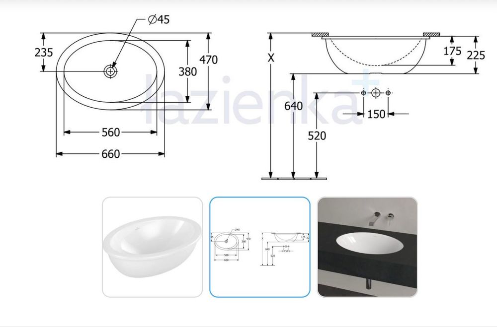 Umywalka podblatowa Villeroy&Boch Loop & Friends owalna 56x38 cm