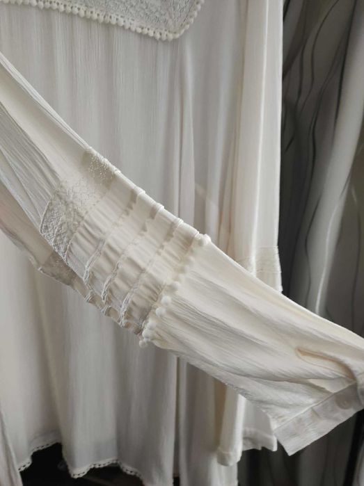 Tunika bluzka elegancka boho Ulla Popken 52 ecru