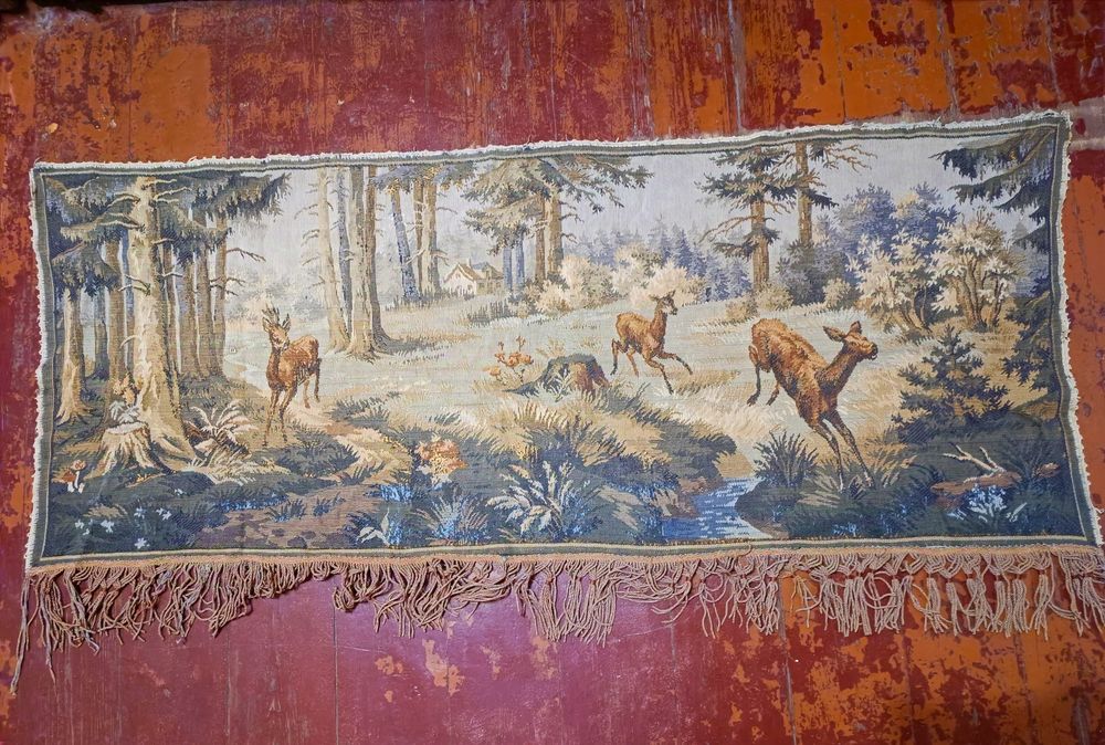Гобелен вінтажний з оленями антикваріат