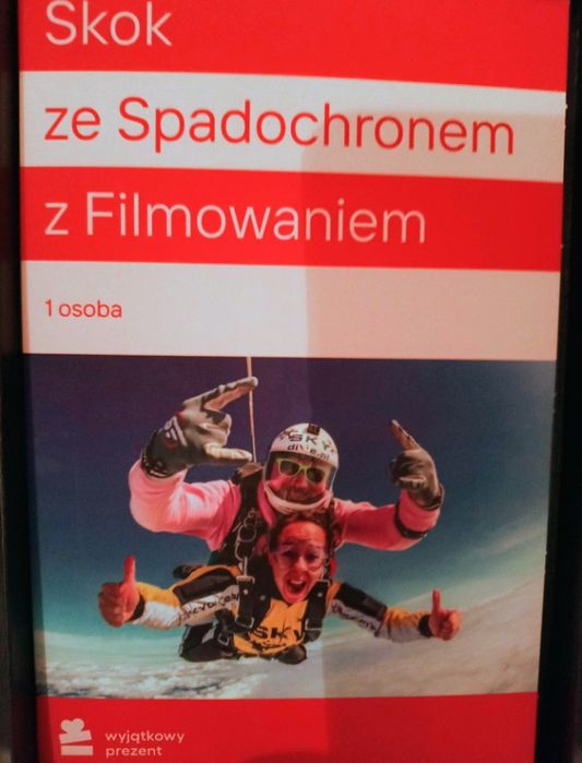 Skok ze spadochronem z filmowaniem(Wyjątkowy prezent ważny 3 lata)