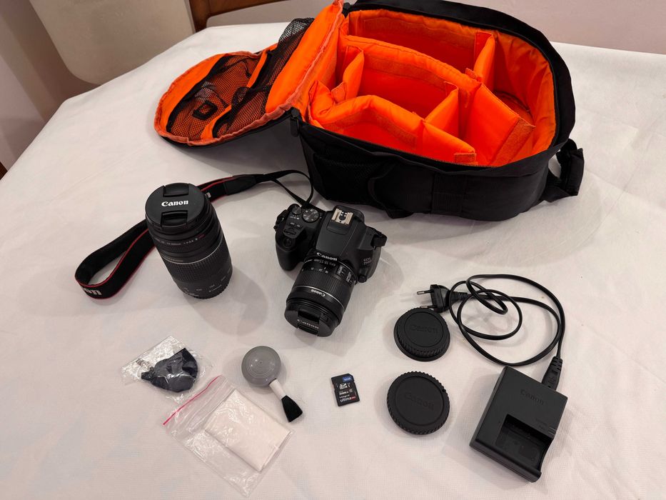 Kit Canon EOS 250D + 2 lentes 18-55mm e 75-300mm