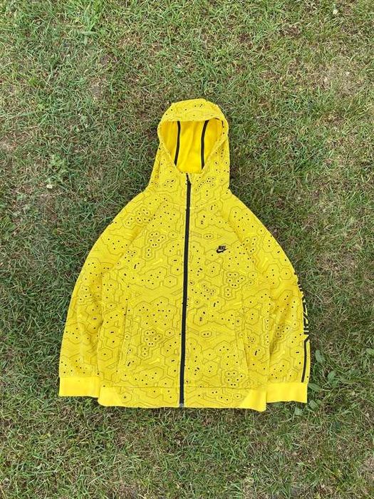 Świetna bluza z kapturem hoodie zip Nike rozpinana żółty vintage XS S