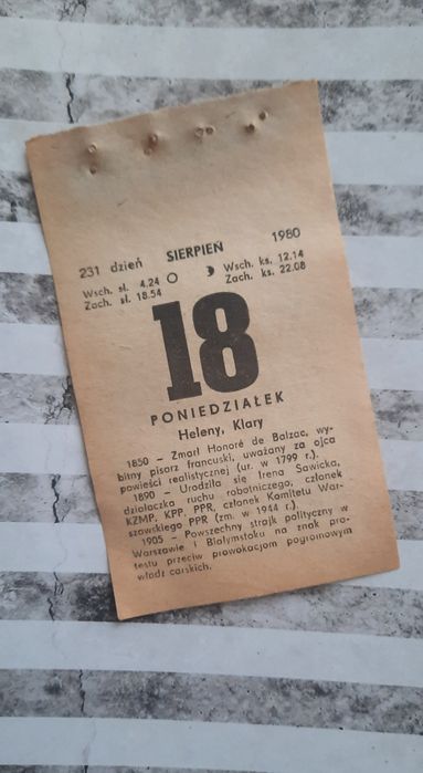 Kartka z kalendarza