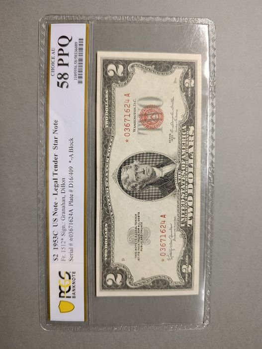 USA 2 Dolary 1953 ** Seria ZASTĘPCZA PCGS 58 PPQ
