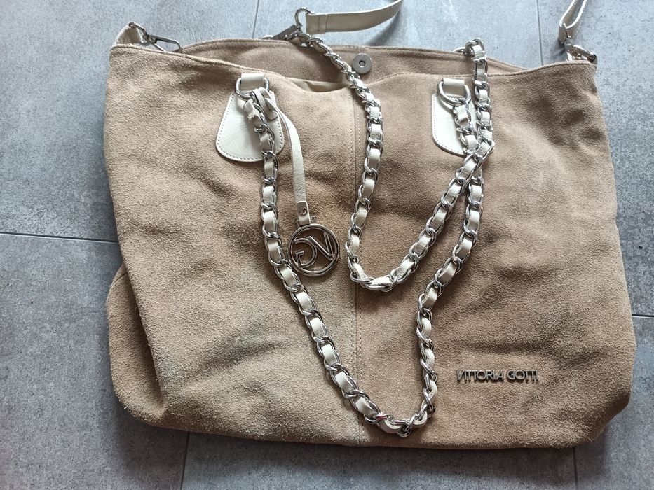 Torebka zamsz naturalny beż