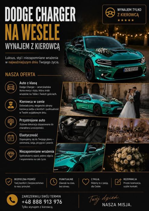 Auto,Samochód do ślubu,Wypożyczalnia, Wynajem,Dodge Mustang,BMW