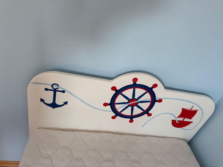 Łóżko dla dziecka ze skrzynią 90/180 białe Meblik Pirat