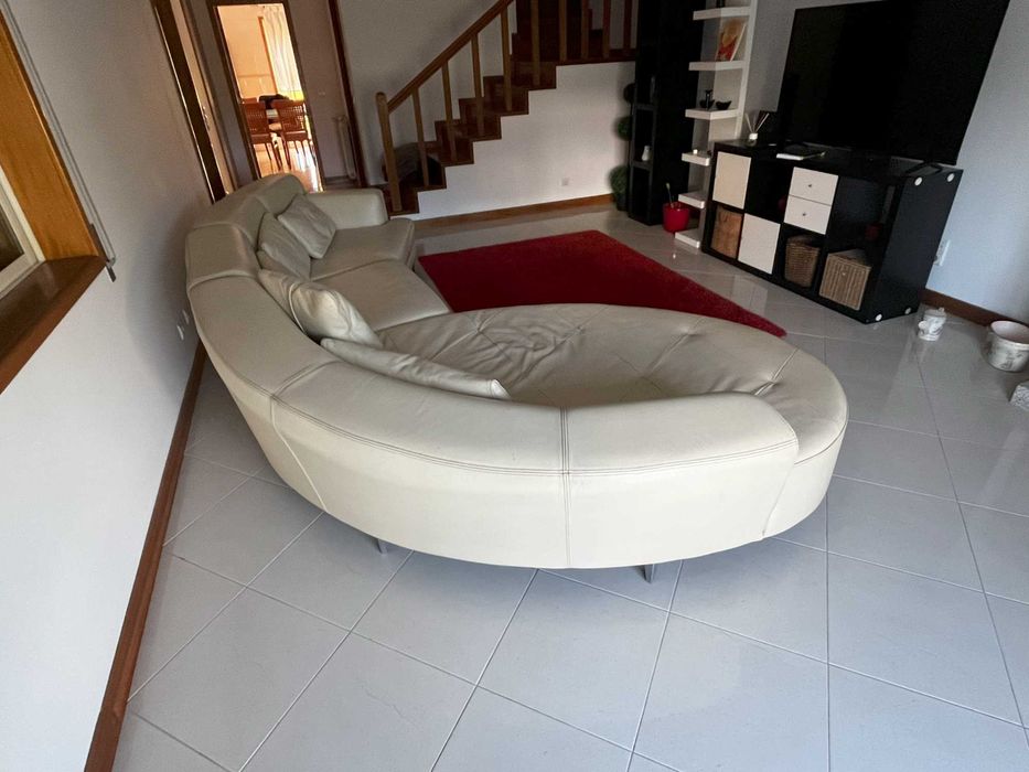 Sofá da marca Agol, Bege, modular em pele de 1ª genuína