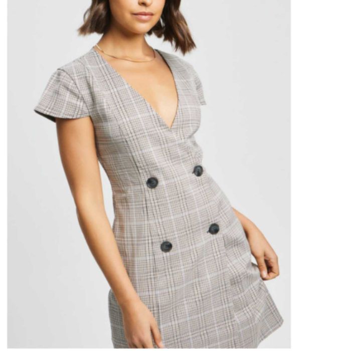 Reux NOWA sukienka mini w kratkę dekolt rozmiar 40 L 12