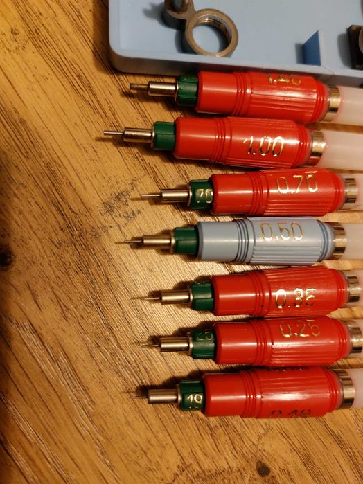 Kolekcjonerskie rapidografy Rystor Professional - 7 sztuk