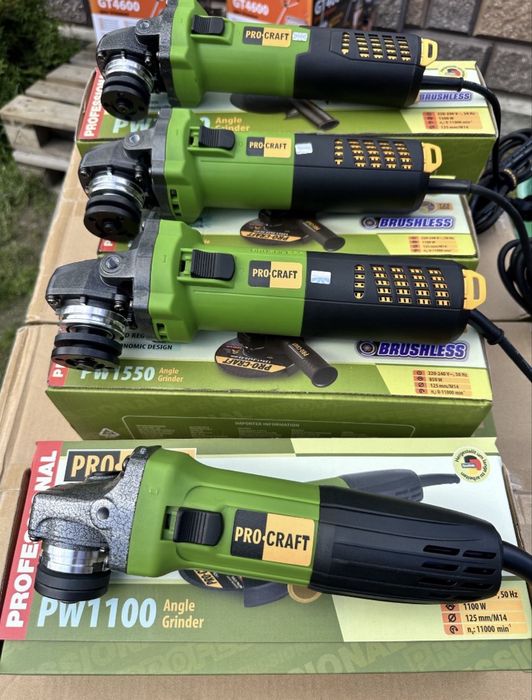 Кутова шліфмашина ProCraft PW1100, 1100 Вт, диск 125 мм