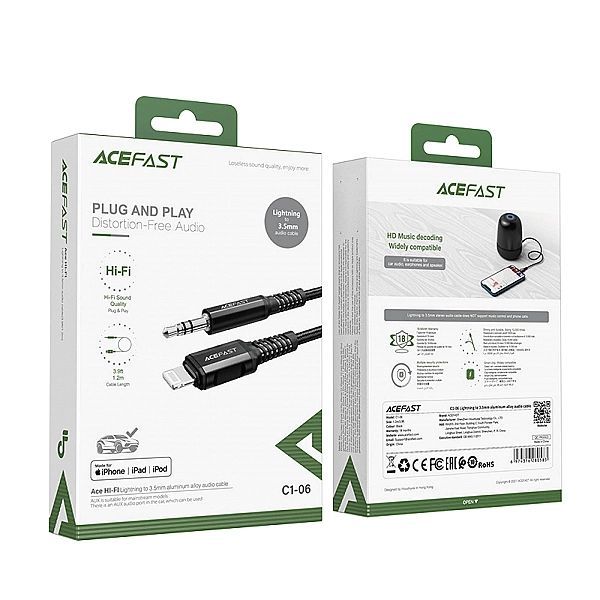Acefast kabel audio Mfi Lightning - 3,5mm mini jack (męski) 1,2m, Aux