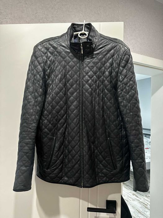 Демісезонна чоловіча куртка з натуральної шкіри, розмір XXL