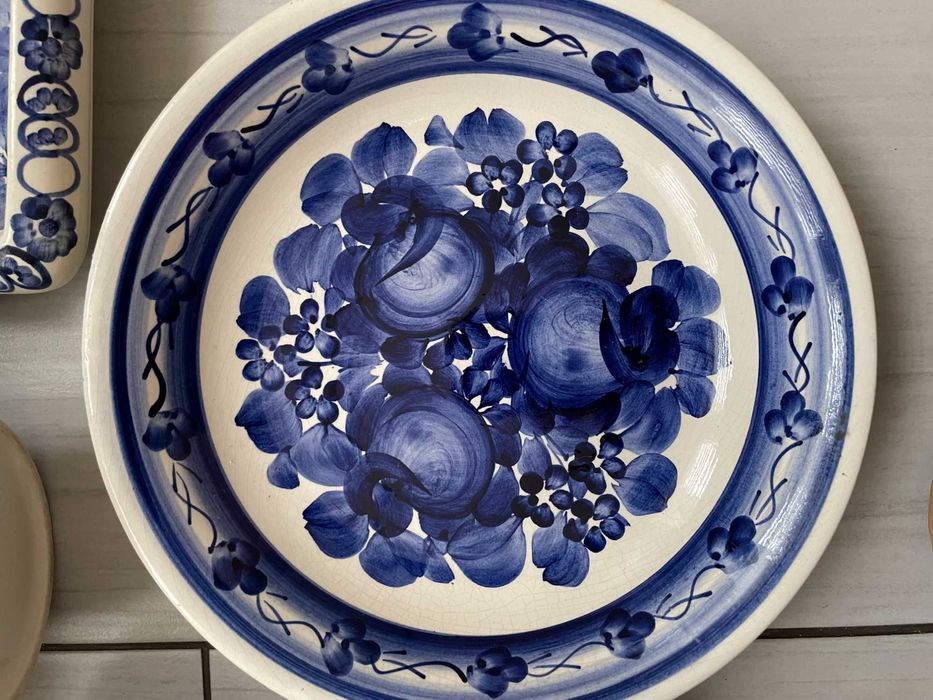 Zestaw porcelana fajans Włocławek niebieski