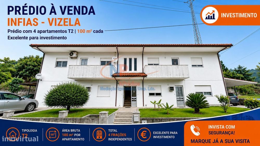 Prédio com 4 apartamentos T2 em Vizela