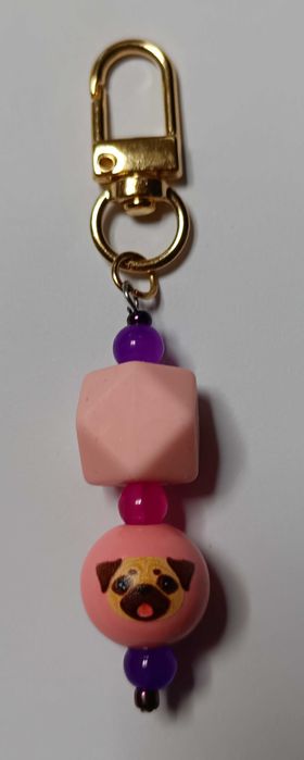 Brelok do kluczy "PIES" - figurka, koraliki, karabińczyk