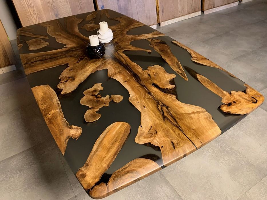 Новый Стол Уникальный VOLLMER Tables Slab 180x100x4 см Орех&Эпоксидка