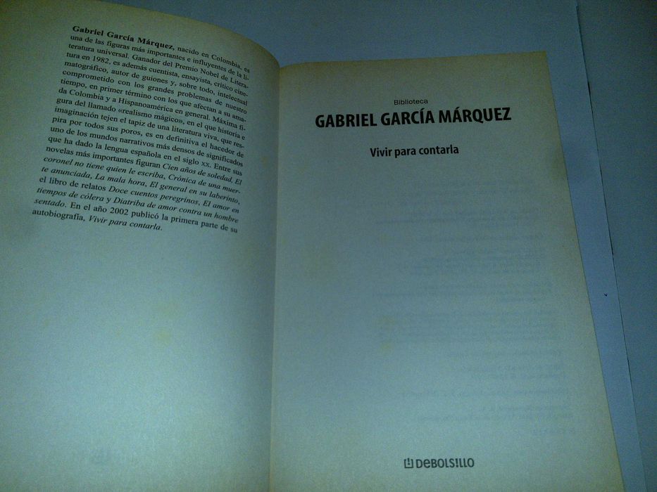 vivir para contarla (gabriel garcia márquez) 5º edición 2005 livro