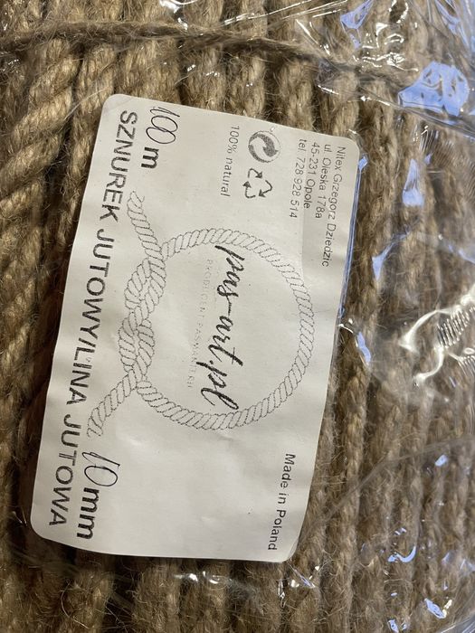 Sznur sznurek jutowy lina naturalna 100m 10mm