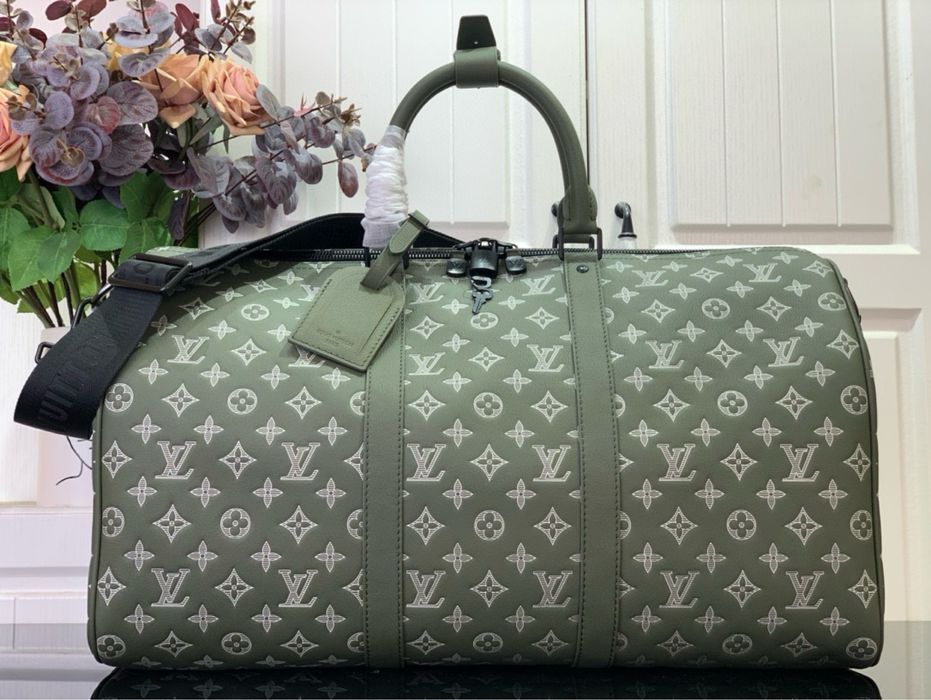 Louis Vuitton keepall зеленая сумка мужская спортивная дорожная