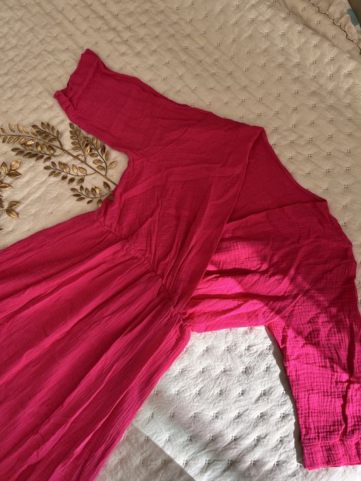 Bawełniana różowa sukienka uniwersalny M/L