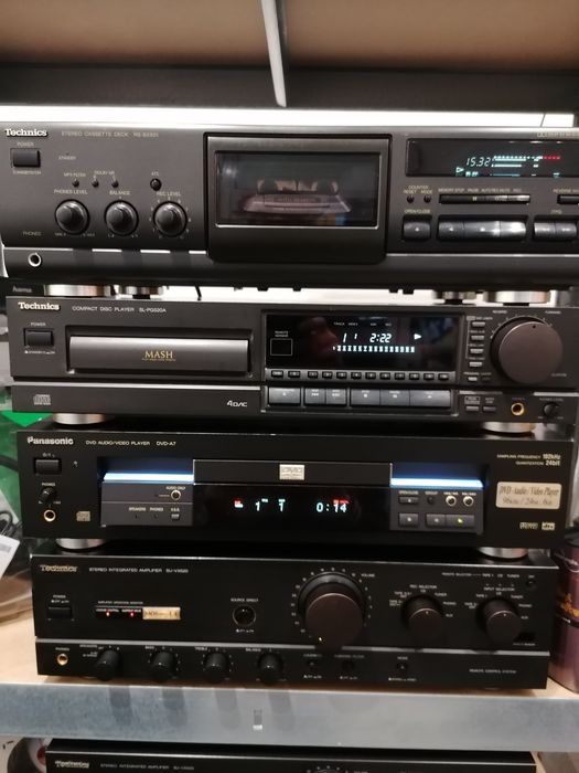 Wieża Technics wzm, magn, dvd, cd