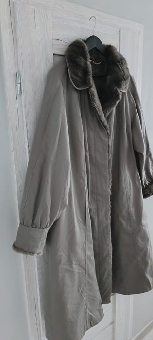 Długi Zimowy Płaszcz W Stylu Vintage Futerko •Jolipel By Girmes• r.46