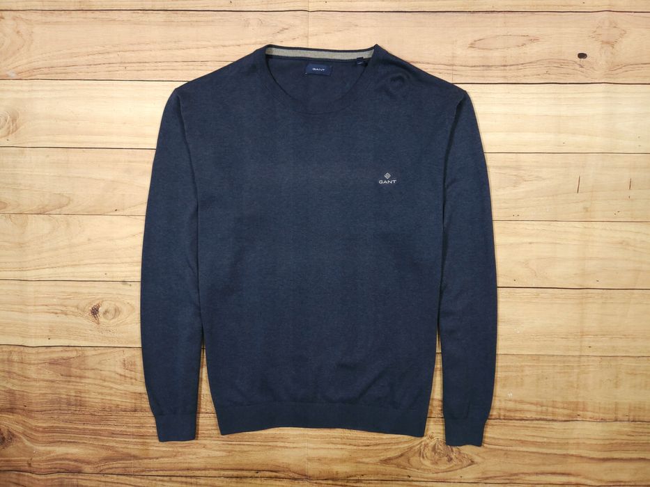 GANT Sweter Męski Granatowy Logowany r. 4XL