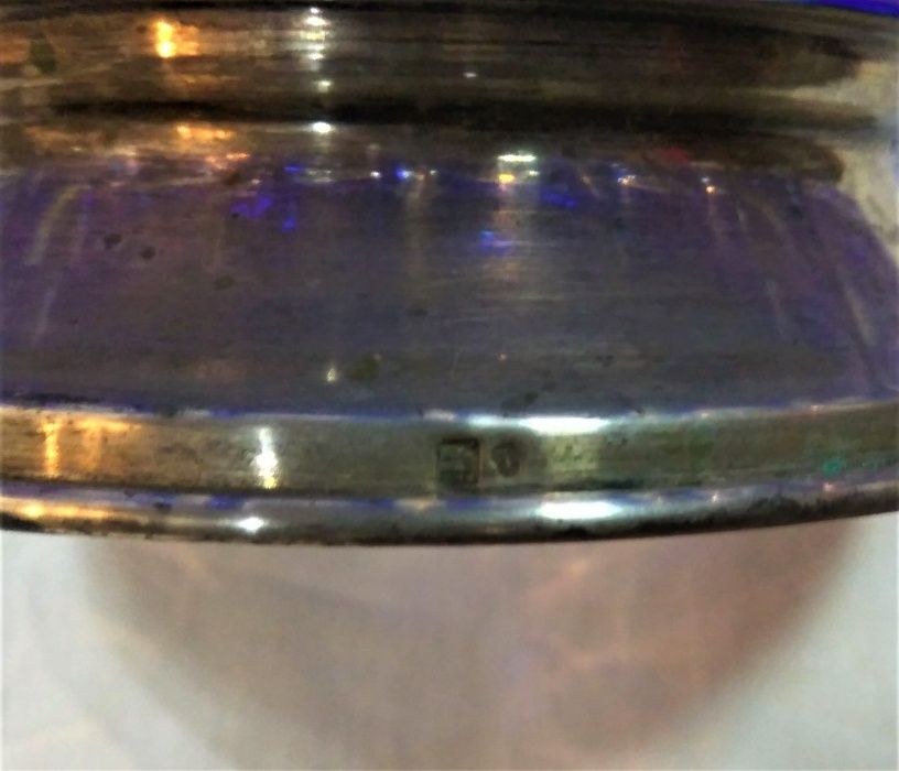 Taça Cristal Azulado Base Prata