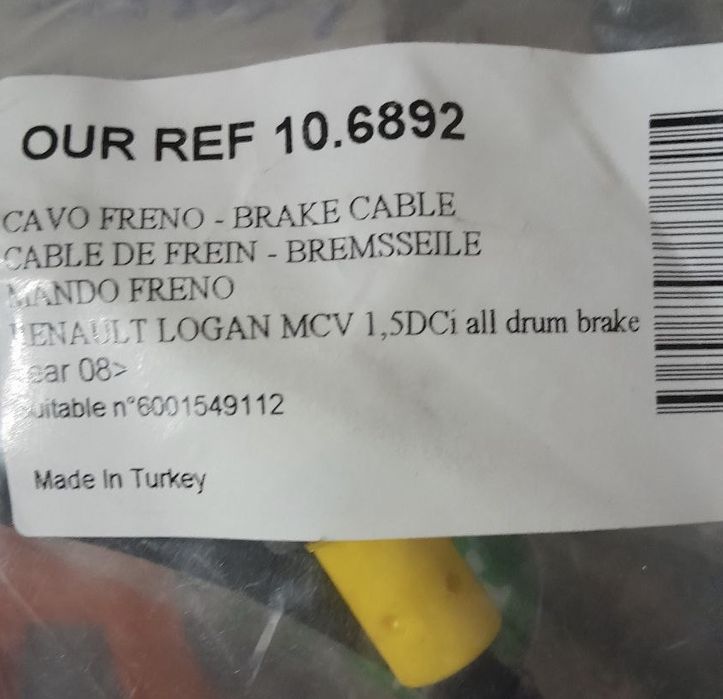 Трос ручного тормоза Logan 07- Л=Пр.  1993/1770 COFLE 10.6892