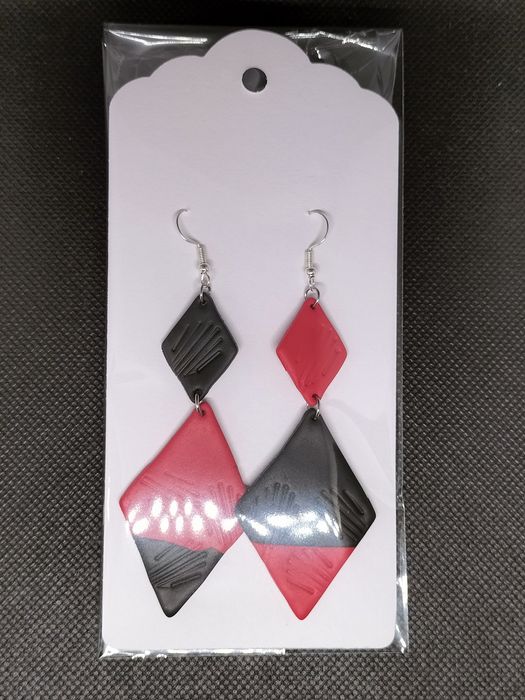 Kolczyki 2 romby z gliny polimerowej