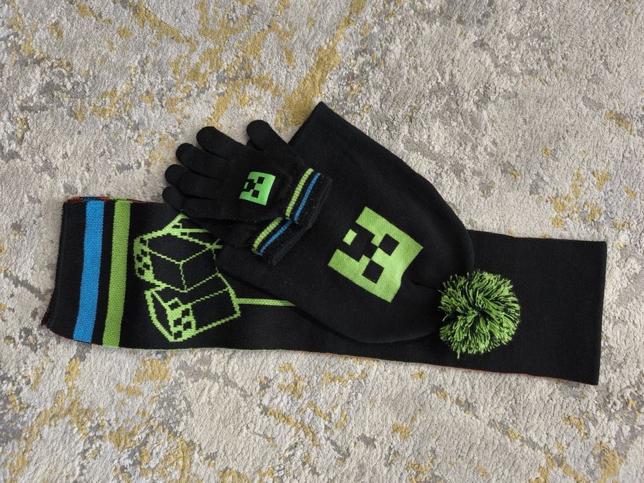 Cachecol, gorro e luvas Minecraft criança