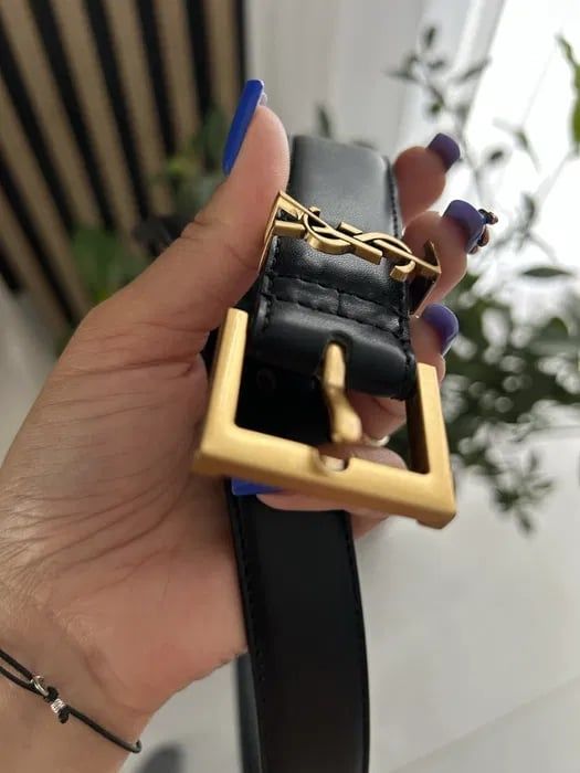 Skórzany Pasek Damski YSL czarny Yves Saint Laurent tanio