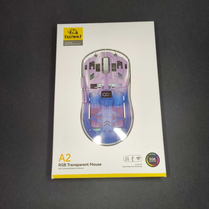 Rato Transparente RGB com Display de bateria