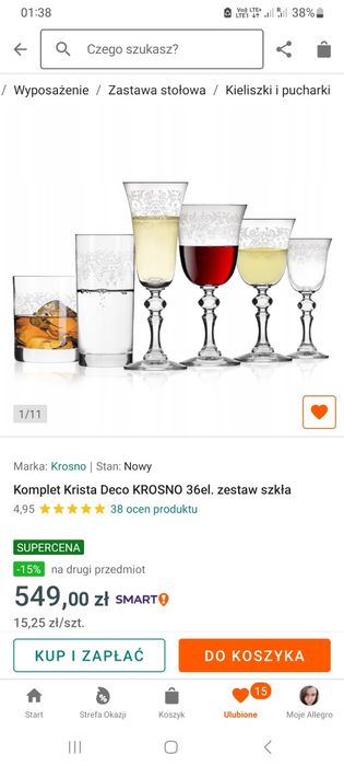 Komplet kieliszków Krosno krista