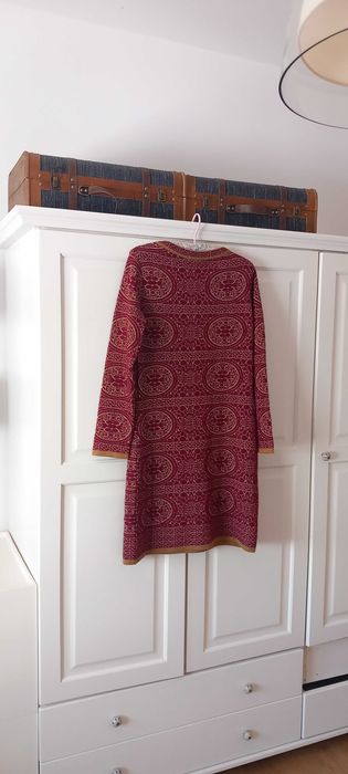 Vestido meia estação/ Inverno camel e bordeaux