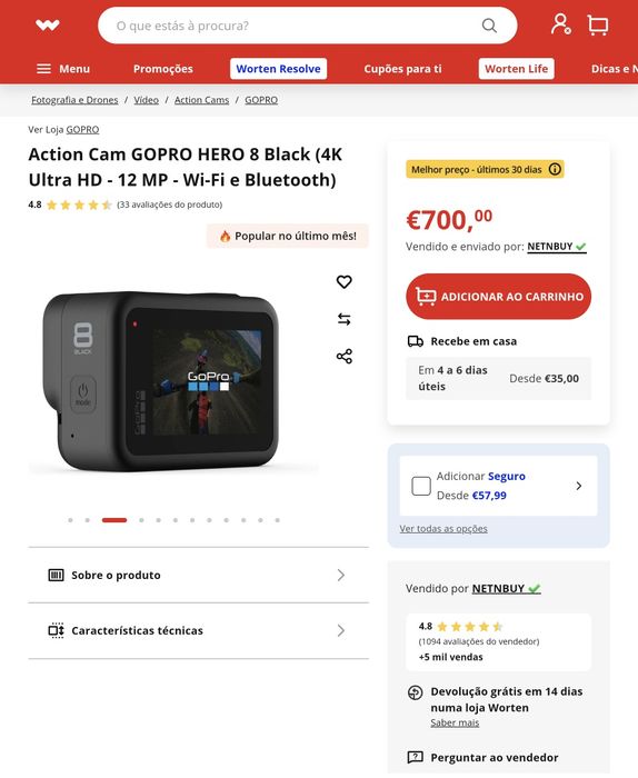 gopro hero 8 black edition, em estado novissimo