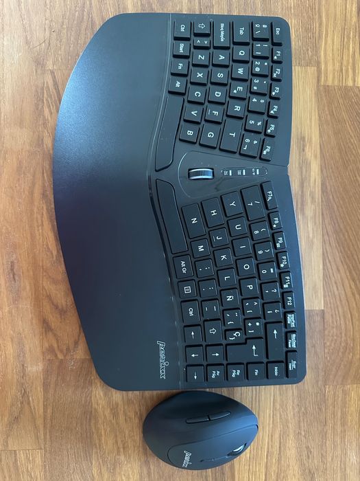 Perixx Periduo-606 - wireless 2 em 1 combo teclado compacto ergonómico (QUERTY ESPAÑOL) e rato vertical ergonómico