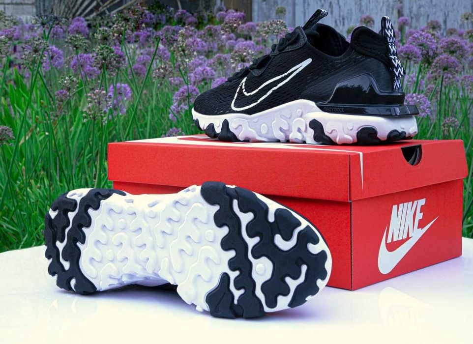 Чоловічі кросівки Nike React Vision "Black/White 15184" Розміри 40-45