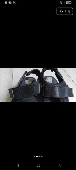Sandały czarne Zara 38/39, 25,5cm. Nowe.