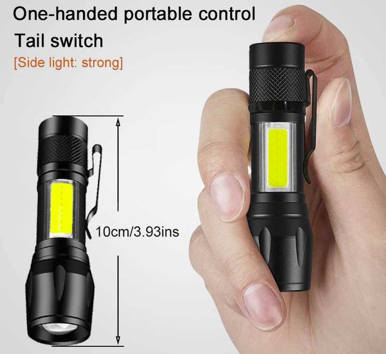 Ліхтарик Mini Q5 LED+COB 1000LM Zoom 300м (фонарик з аккумулятором)!