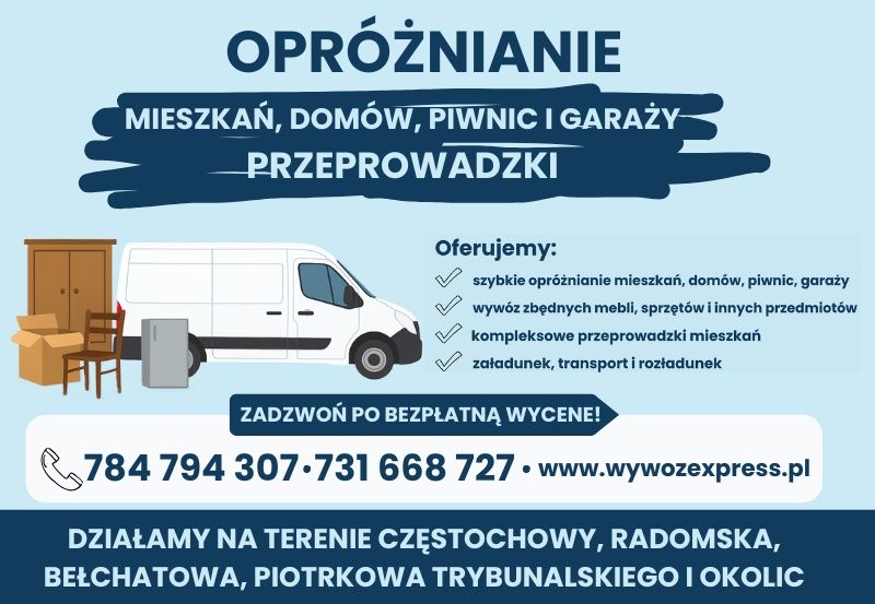 Opróżnianie mieszkań, domów, piwnic, garaży, lokali, przeprowadzki