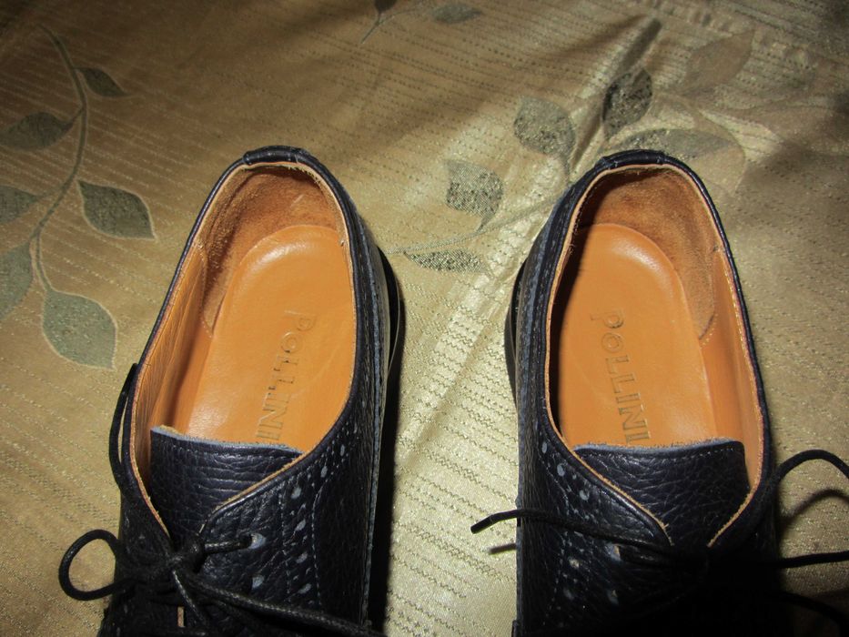 Сині шкіряні броги туфлі на платформі Pollini Італія