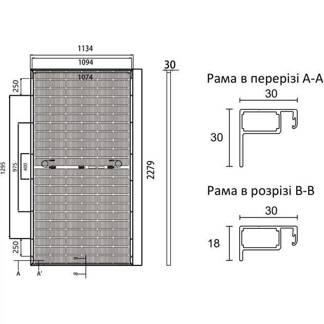 Сонячна панель Leapton lp182 199 m 66nb (Двостороння 590 Вт)