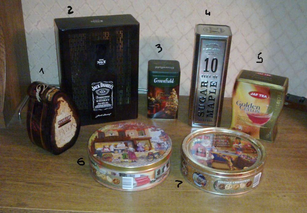 Жестяные  банки, коробки из-под конфет, чая и др.