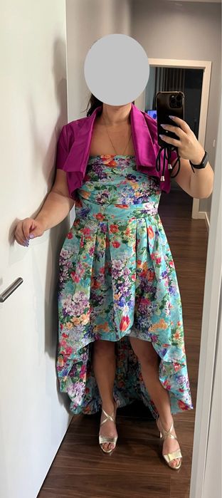 Vestido Etxart & Panno caicai com cauda padrão floral